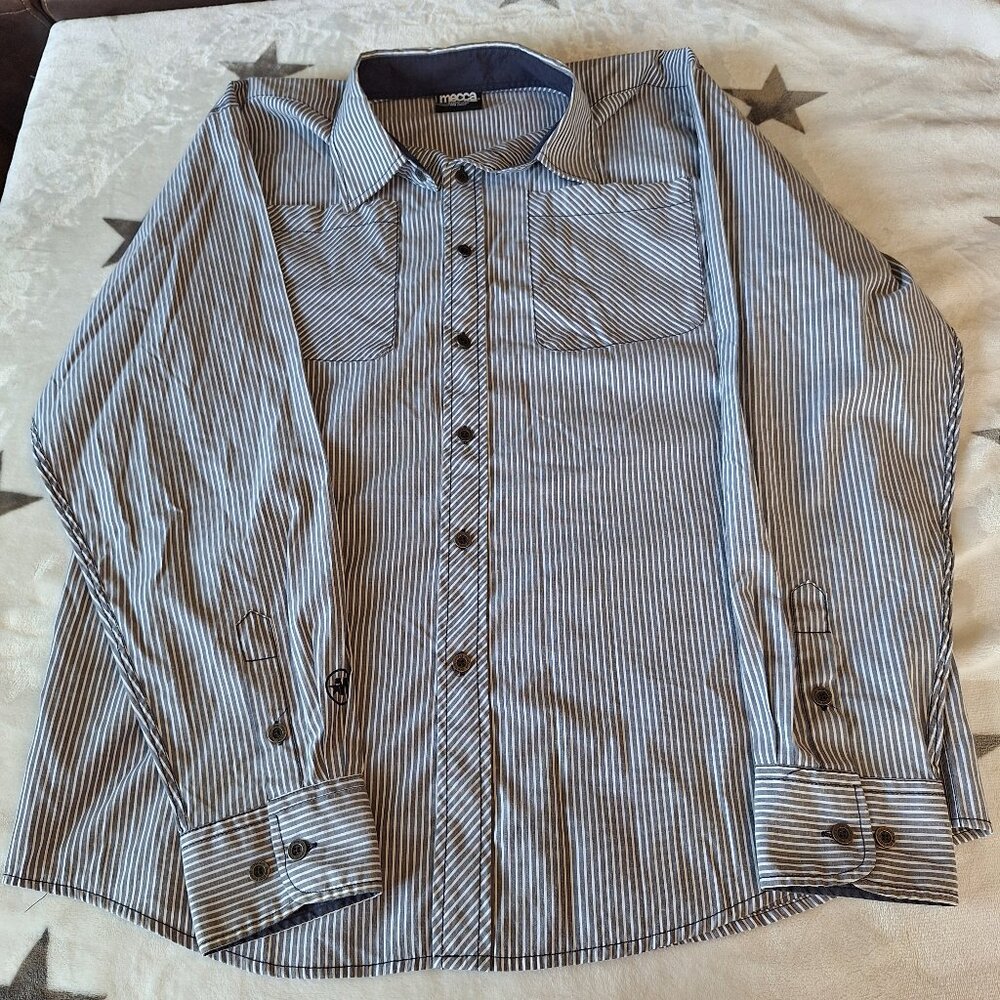 Vintage MECCA Button‎ Up Shirt Mens XL Striped Long Sleeve 90's Y2K Hip Hop